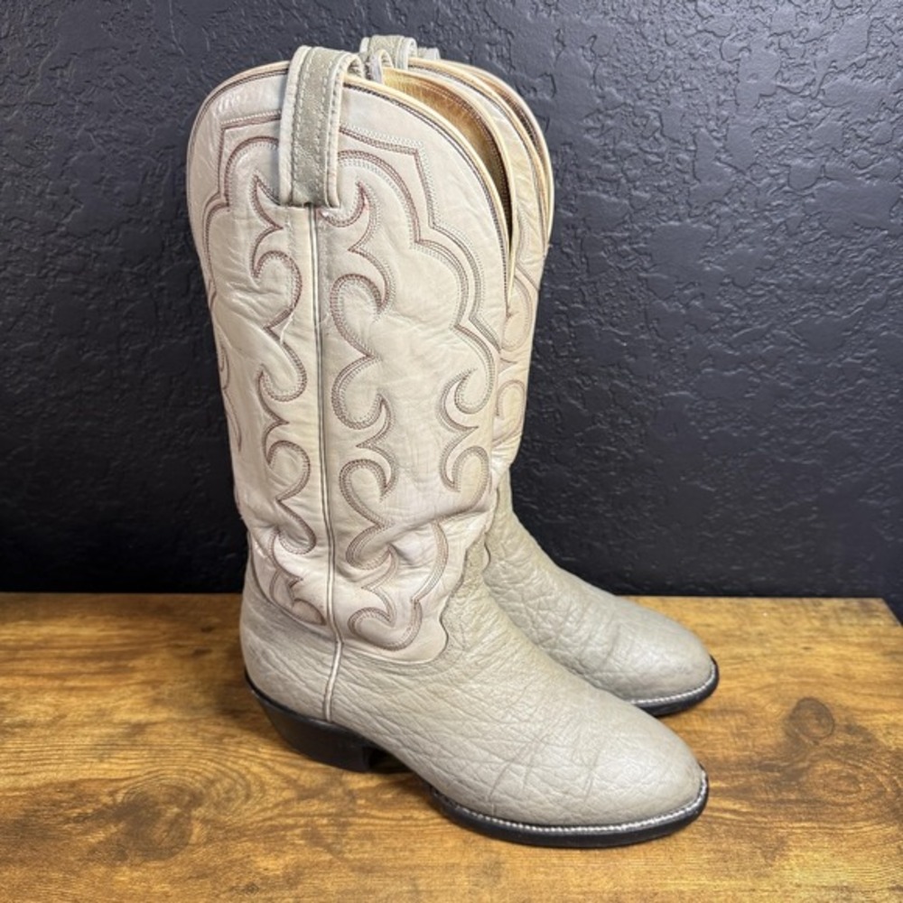 Hondo 7720 Cream Bullhide Leather Western Cowboy Boots Womens 6.5‎